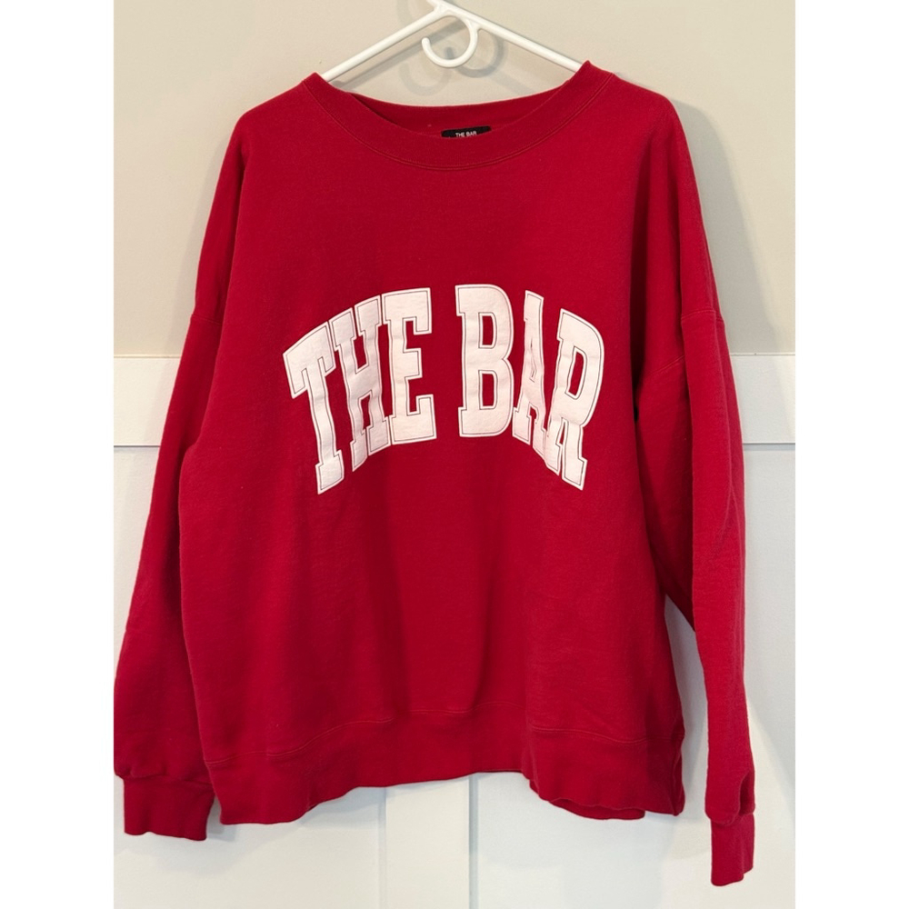 Women's THE BAR Red & White Varsity Sweatshirt XXL - Picture 3 of 5